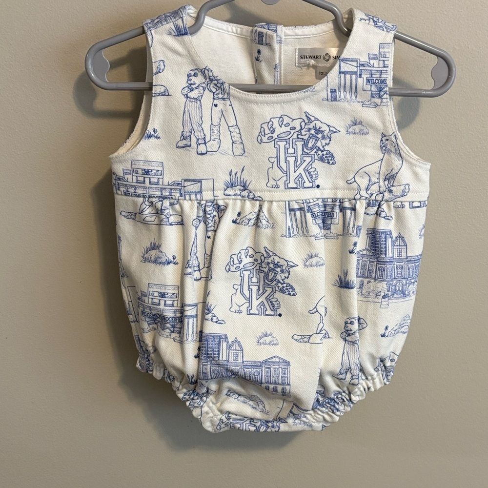 Stewart Simmons 12-18 White Baby Romper with University of Kentucky design